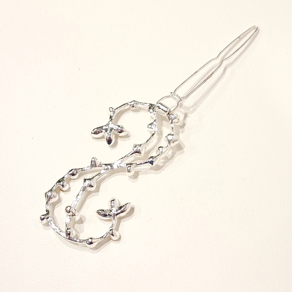 Vintage Givenchy Silver Tone Swarovski Crystal Floral Hair Barrette Clip NWT main image 11